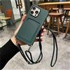 Emlivi Custodia per iPhone 13, con porta tessere, cordino con nastro, tracolla regolabile, per iPhone 13, colore: verde