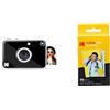 Kodak Printomatic+ Fotocamera digitale a stampa istantanea (nero) e carta fotografica Kodak Premium ZINK 5,1 x 7,6 cm, confezione da 50