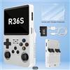 Genérico Console per videogiochi portatile retrò R36S Sistema Linux Schermo IPS da 3,5 pollici Lettore video portatile portatile 64 GB +20.000 giochi (bianco)