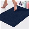LuxUrux Tappetino da bagno extra morbido in peluche per vasca da bagno, doccia, 2,5 cm, in microfibra di ciniglia, super assorbente, lavabile in lavatrice e asciugabile a secco, colore: blu navy