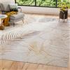 TAPISO Golden Tappeto Moderno Soggiorno Motivo Floreale Fiori Foglie Palma Tonalità Panna Oro Marrone Salotto Camera Sala Cameretta Ragazzi Ufficio Oeko-Tex 160 x 230 cm