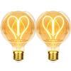 KANQIAO Lampadine E27 Vintage 4W Dimmerabile Filamento a forma di cuore - 2 pezzi | Lampadina LED E27 luce calda 2700K filamento LED Retro Decorativo per la nostalgia e l'illuminazione retrò in casa Café Bar