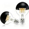 Vanpus Lampadina LED E27 6W 2700K (Luce Bianca Calda) - 2 Pezzi - Vetro Semiplaccato Nero ∅80mm - Alta Resa Cromatica (CRI>90) - Dimmerabile - Per Atmosfere Accoglienti