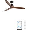 CREATE / WINDSTYLANCE M/Ventilatore da soffitto ABS nero pale effetto legno scuro con Wifi e telecomando / 40W, Silenzioso, Ø132 cm, 6 velocità, estate-inverno, doppia altezza, motore DC