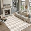 PureCozy Tappeto Salotto 200x300cm Beige Lavabile in Lavatrice Antiscivolo Camera da Letto Grande Tappeti Moderno Geometric Rombo Carpet Soggiorno Cameretta Ufficio Pelo Corto Rug