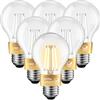 LVWIT Lampadine Filamento LED Attacco E27,Filamento Bianco,4W Equivalenti a 40W, 470LM, Luce Bianca Calda 2700K, Forma a Pera A60 Stile Vintage, Non Dimmerabile, Alto CRI≥80, Confezione da 6
