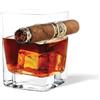 CASSYST Bicchiere da whisky per sigari, bicchieri da whisky vecchio stile con supporto laterale montato, regalo per papà (quadrato)