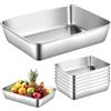 GBKDQQ Set di 6 vaschette in acciaio inox, 25,5 x 20 x 5,5 cm, panierstraße, ciotola rettangolare in acciaio inox, per impanare pesce, carne e verdure, impilabili e lavabili in lavastoviglie