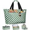 ISEYOU Borsa Mare Donna Grande & Borse Frigo di Set, Borse Mare Resistente all'Acqua da 45L con Chiusura a Cerniera, Borsa Spiaggia XXL Famiglia Pieghevole, con 8 Tasche per Piscina, Picnic e Viaggi