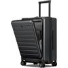LEVEL8 Trolley Bagaglio a Mano con Tasca Frontale per Laptop, Valigia Trolley Rigido Ultra Leggero in PC Valigie con Chiusura TSA e 4 Ruote Doppie Girevoli, 55CM, 40L, Grigio
