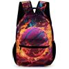 WECECE Zaino Flaming Basketball Per Ragazza E Ragazzi, Zaino Con Basketball Scuola Primaria Per Ragazze, Zainetto Casual Da Viaggio Leggero E Moda Per Bambini Di 6-10 Anni