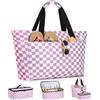 ISEYOU Borsa Mare Donna Grande & Borse Frigo di Set, Borse Mare Resistente all'Acqua da 45L con Chiusura a Cerniera, Borsa Spiaggia XXL Famiglia Pieghevole, con 8 Tasche per Piscina, Picnic e Viaggi