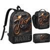 ASD Jewerly Personalizzato Dirt Bike Themed Backpack Regalo, nome personalizzato Motocicletta Motocross Motocicletta Stampa Casual Backpack Borsa Daypack per laptop