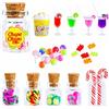 Aolso 28 Pezzi Cibo e Bevande in Miniatura, Cucina per la Casa delle Bambole, Accessori Casa delle Bambole, Mini Succhi da Cocktail, Lecca-Lecca, Popcorn, Fette di Frutta