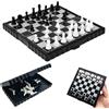 YEDOUALE Scacchiera Portatile Magnetica Pieghevole 13x13 cm, Scacchi Professionale Mini per Adulti, Dama e Scacchi in Legno per Viaggio