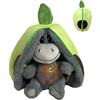 KUWUNG Asino Peluche Che Respira, 30CM Peluche Asino con Respirazione, Musica e Luci, Peluches Asino per Alleviare Ansia, Asino Bambole Peluche Morbido Forma di Avocado e Fragola (Verde)