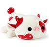 Shownicer - Peluche a forma di mucca, cuscino di peluche, motivo: mucca da latte, fungo, cuscino decorativo, regalo per bambini e bambine, 12+ anni (rosso, 30 cm)