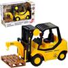 BAKAJI Muletto Giocattolo per Bambini con Movimento a Frizione, Gioco con Effetti Sonori e Forche Elevatrici, Funzioni Gancio e Pedana Pallet, Macchina da Lavoro Idea Regalo con Luci e Suoni