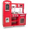 Leomark cucina grande, giocattolo per bambini, gioco in legno, giocare educazione, tavola divertimento, nuovo accessori per cucina, dimensioni 86cm x 34cm x 89cm (LxPxA), colore Rosso Big Red