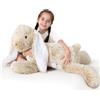 MorisMos XXL Coniglio Peluche Gigante, 80cm Realistico Marrone Coniglio Grande, Kawaii Morbido Animali di Peluche Regalo per Fidanzate Bambini Compleanno Natale Deco