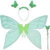 DiULi Ali di Farfalla, 3 Pezzi Ali Fata con Cerchietto da Farfalla e Bacchette di Farfalla, per Adulti e Bambini, per Carnevale Halloween Natale Gioco di Ruolo Festa, Verde