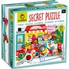 Ludattica - Secret puzzle I Pompieri - Puzzle 24 pezzi bambini 3+ - Due giochi in uno - Dimensione 50 x 35cm - Made in Italy