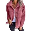 KBOPLEMQ Giacca in pile da donna, spessa, con risvolto, con bottoni, per il tempo libero, per le mezze stagioni, elegante, con tasche, soffice cappotto da donna, O rosa., L