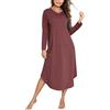 Bresdk Camicia da Notte Donna - Camicia da Notte Donna Manica Lunga a V Camice da Notte Invernale in Cotone Lungo con Bottoni Comodo Ampio Sleepwear per Casa e Casuale