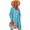 breezy lane Kaftano da spiaggia da donna, per costume da bagno floreale, abbigliamento da resort, Verde floreale., Etichettalia unica