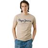 Pepe Jeans T-Shirt da Uomo Elasticizzata Originale, Marrone (Beige Pietra), XL, Marrone (Beige Pietra), XL