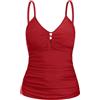 Ocean Blues Tankini da donna retrò con scollo a V e controllo della pancia | Comfort senza fili, cinghie regolabili, copertura modesta, fodera completa, top da bagno Mix & Match per vacanze al mare