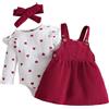 JokeLomple Vestito da bambina autunno inverno, body a maniche lunghe, grembiule in velluto a coste e fascia per, per neonati e bambini piccoli #54