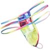 Faringoto - Slip da uomo perizoma a T, confezione da super trasparente, per costumi da bagno, bikini, con bordo arcobaleno, X-Large