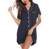 Leikar Camicia da Notte Premaman da Donna Pigiama per Allattamento a Maniche Lunghe, Manica Corta-Blu a Pois, M