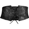 Mikovivi Cintura Corsetto Donna, Nera Larga Elastica Cintura da Donna Cintura Waspie Sovrapposizione in Pizzo Cintura Stringivita Corsetto Pirata per Abiti Costume di Halloween Cosplay (M)