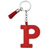 ARFUKA Portachiavi a forma di lettera con ciondolo a forma di lettera dell'alfabeto P, in pelle ecologica in poliuretano, accessorio decorativo per borse e zaini, per donne e uomini, Rosso, Taglia