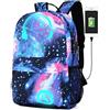 Sepikvin SevenD Notte zaino leggero, Unisex personalità graffiti Glow zaino notte luce Bag casual Daypacks con porta di ricarica USB