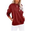 Cuptacc Felpa Donna Pullover Elegante Girocollo Blocco Colore Maglie Donna Larghe Maglia Maniche Lunghe con Tasche T-Shirt, rosso vivo, L