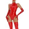 FEOYA Sexy Donna Erotica Pelle Body Brillante Lingerie lampo Catsuit Latex Bodysuit senza maniche Tuta in Pelle Verniciata Bodysuit Pole Dance Abbigliamento da Notte Clubwear