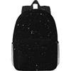 ERCgad Zaino nero con stampa glitterata per scuola, ufficio, lavoro, regalo, viaggi, università, sport, adolescenti, bambini, libro per computer portatile, Nero , Taglia unica