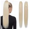 S-noilite Coda Capelli Veri Extension con Clip, 120g Coda Capelli Extension Veri Clip, Extensions per Ponytail di Cavallo Capello Umani, 50CM Biondo Platino #60R