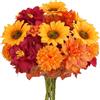 Fairblo 6 Pezzi Fiori Artificiali Autunnali Girasoli Peonie Crisantemi Ortensie con Foglie di Acero Fiori Artificiali Decorativi Arancioni Fiori Finti Decorazioni per Interni ed Esterni Casa Giardino