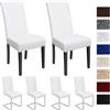 BalladHome Coprisedie con Schienale 6 Pezzi Coprisedia Elasticizzato Copertura della Sedia Fodere per Sedia Universale e Facile da Pulire Adatto a Molte Occasioni (6 Pezzi,Bianca)-J