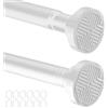 Wusboo Bastone Tenda Doccia Estensibile Senza Forare (72-190 cm), 1 Asta Telescopica a Pressione + 12 Ganci a C, Facile da Installare, Antiscivolo, per Bagno, Finestra, Armadio, Balcone（Bianco）