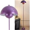 Alpinaluz Lampada da Terra in Metallo con Paralume Bombato - Design Retro Nordico - Luce Indiretta Verso il Basso - E27 - Interruttore a Pedale - Per Salotto e Interni (Lilla)