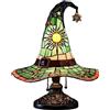 Generico Lampada a forma di cappello da strega in vetro colorato, lampada da tavolo USB LED in resina con bagliore mistico, luce notturna autunnale per Halloween, camera da letto, scrivania o regalo [Classe di