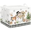 Clastyle Ceste Biancheria Bambini Buon Natale Cestino Giocattoli Vestiti Impermeabile per Ragazzo Ragazza Cestino Portaoggetti per Bagno Cameretta Bucato, Pupazzo Neve Alce, 40x30x30 cm