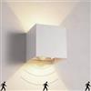 Voltix 2 Pezzi Applique da Parete Esterno/Interno con Sensore di Movimento e Crepuscolare LED IP65 Impermeabile Quadrata Angolo del Fascio Regolabile 6W 4000K (Luce Naturale/4000K, Bianco)