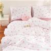 Covebett Set di biancheria da letto Covebett 135x200 cm, bianco e rosa, con stelle e cuori, in microfibra, estetica carina, motivo con fiocchi per ragazze, copripiumino e federa 80x80 con cerniera