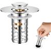 Kinesgsg Tappo Lavandino Bagno Universale Pop up, Acciaio Inossidabile Piletta Click Clack, Piletta Lavabo Bagno, per Vasca da Bagnos, Cucina, Lavabo (Apertura Foro di Scarico 28,5-55 mm)